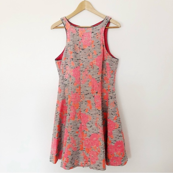 SALE NWOT $500 NEON PINK FIT AND FLARE SKATER DRESS - Picture 2 of 9